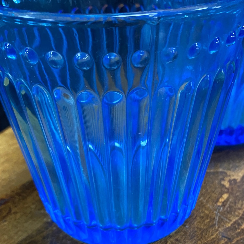 Set of Four Blue Glass Tumblers - Picture 3 of 5